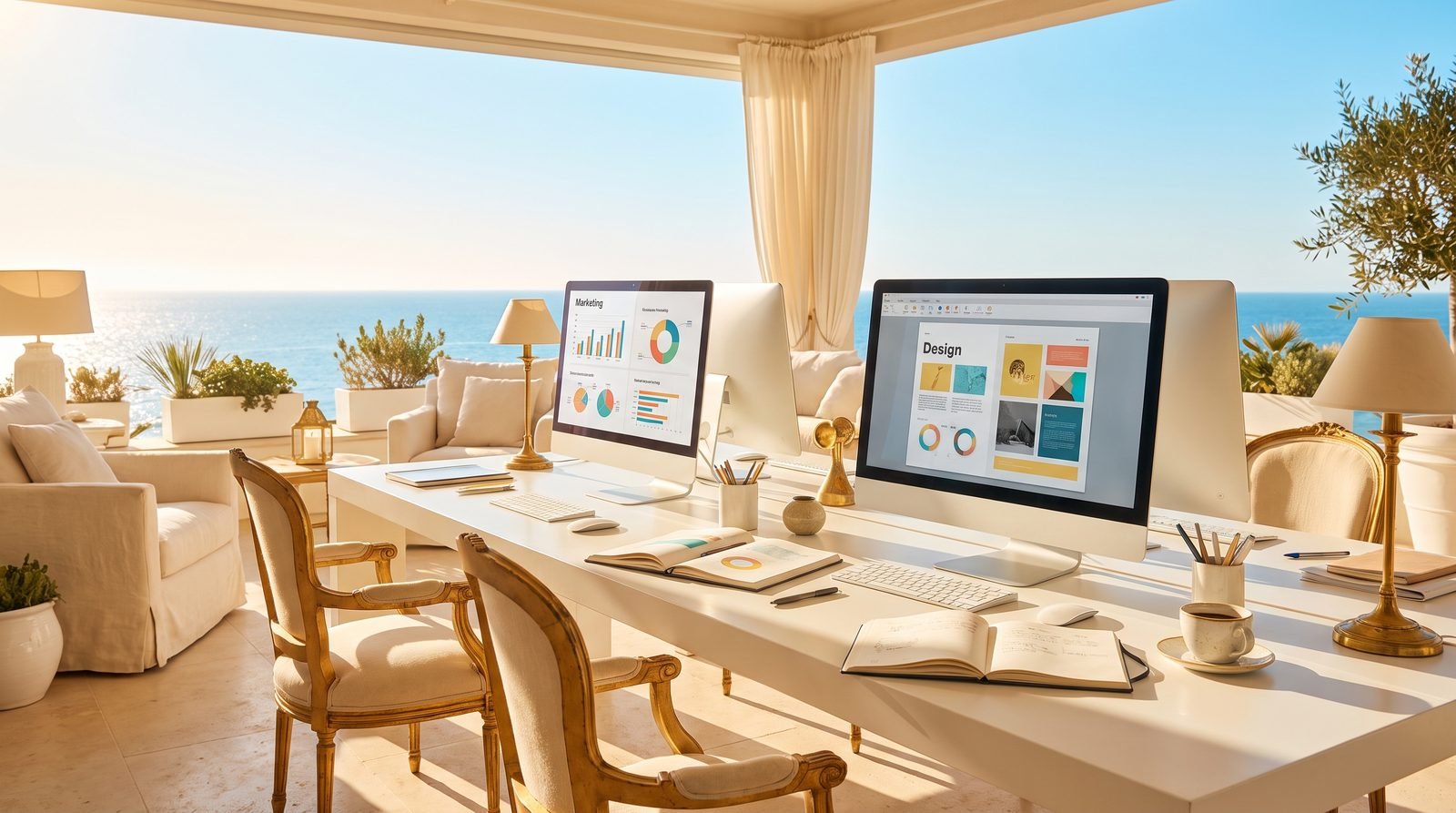 Sunlit agency workspace